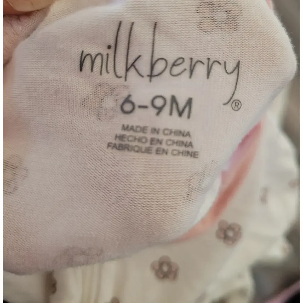 Milkberry Baby Girl Zip Up Flower Pajama Pjs One Piece size 6-9 months‎ #1